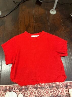 IRO Bright Red Womans Short-Sleeve Crewneck Top
